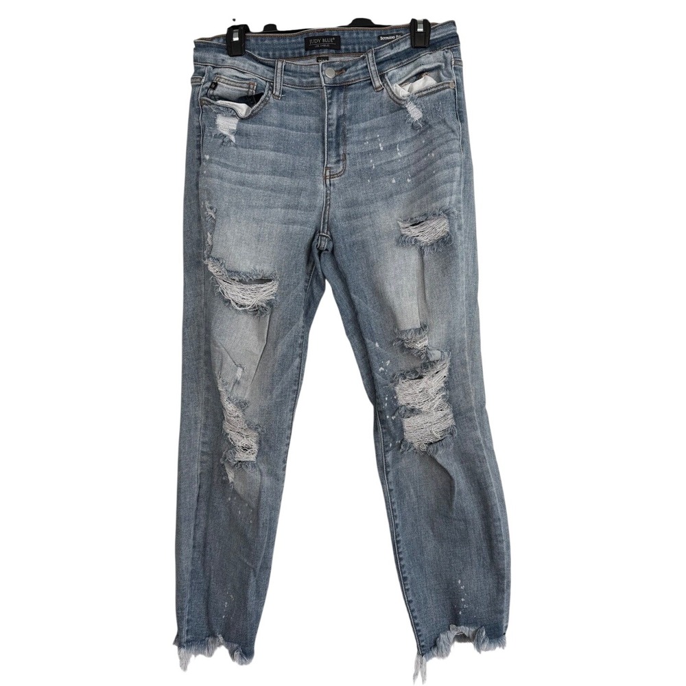 Judy‎ Blue Boyfriend Fit Distressed Paint Splatter Jeans Light Wash Size 11/30